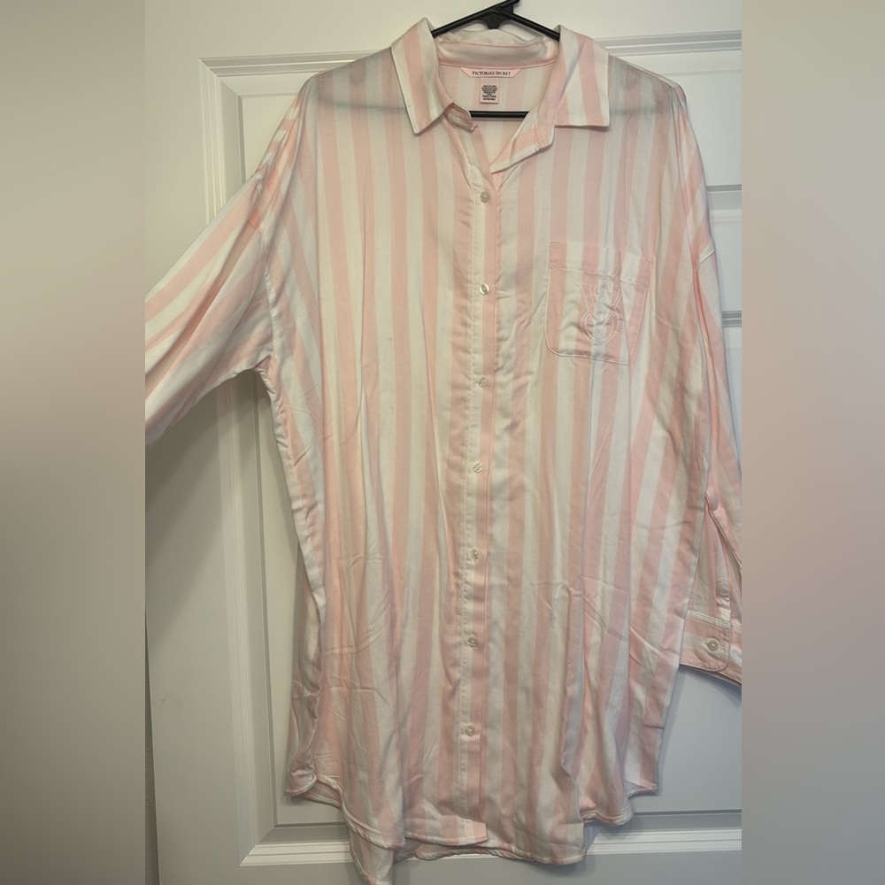 Victoria's Secret Light Pink and White Striped Men's Shirt